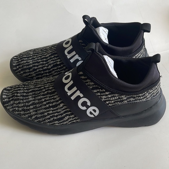 Sneakers Mens,Letter Graphic,Knit,Slip On Sock,Black/White,Size 46-US 13 - Picture 4 of 13